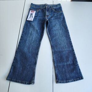 New Wrangler Boys Adjustable Waist Classic Boot Denim Blue Jeans 8 Reg 26x22
